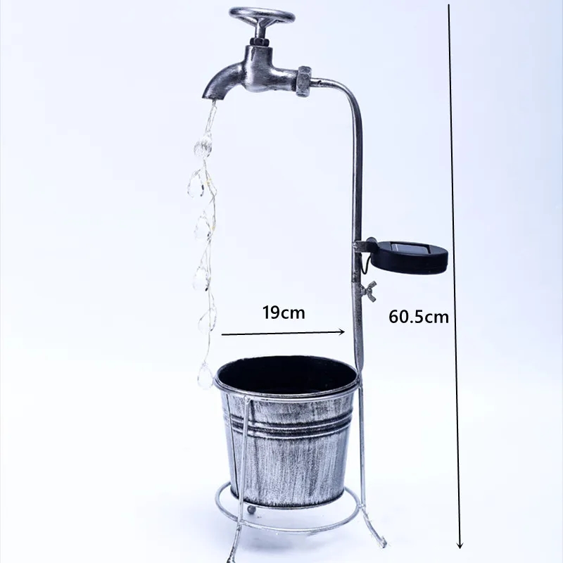 Solar- Wasserhahn Lichter LED Eisen Pflanzer Laterne wasserdicht Hof draussen Garten Dekoration draussen Landschaft Absperr hahn Lampe
