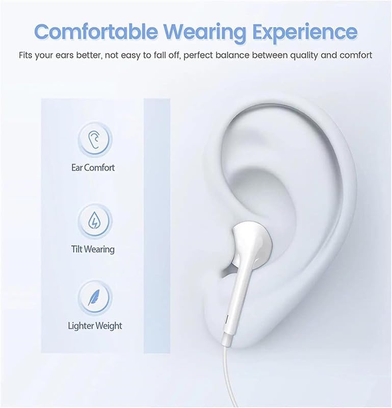 Écouteurs filaires d'origine pour iPhone 16/15/14/13/12/11 Pro Max 7/8Plus XR/XS/X iPad écouteurs intra-auriculaires Lightning USB-C 3.5mm écouteur