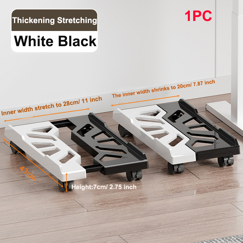 1pc ABS Desktop Computer Tower Stand, Adjustable Mobile CPU Holder with Rolling Wheels, Home Office Universal Platform Bracket: Beige