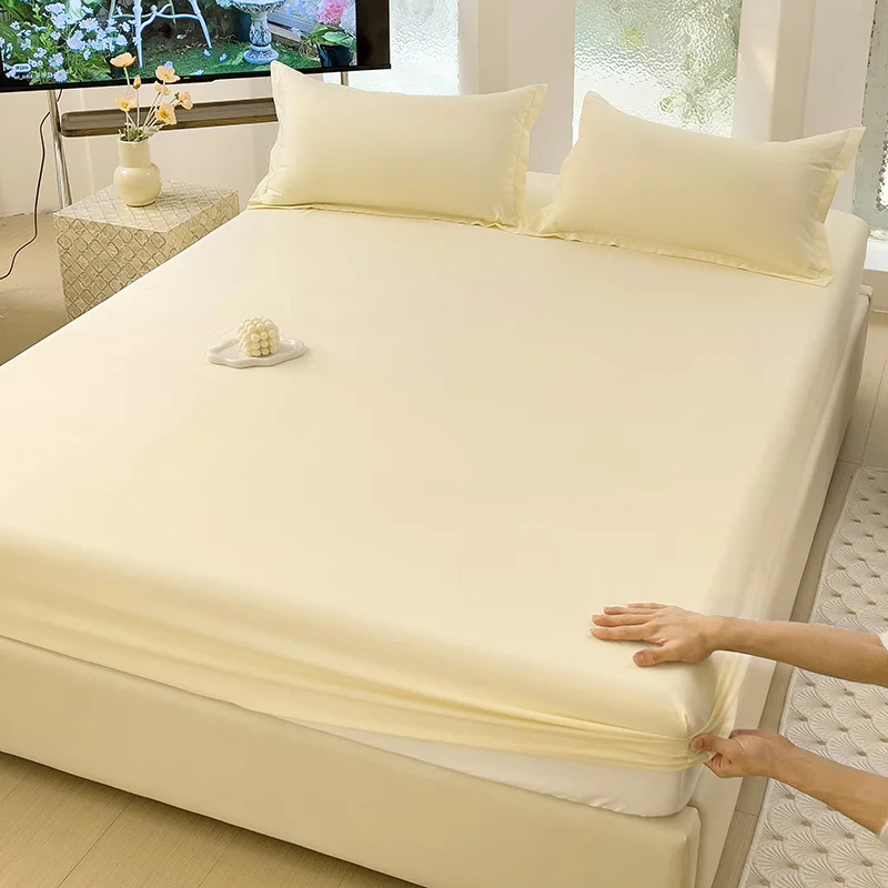 Spannbettlaken mit Gummibändern, luxuriöser Matratzenbezug für Einzelbett, Doppelbett, König-Größe-Bett, Königin-Größe-Bett, 100/120/150/180 (kein Kissenbezug).: 150cm*200cm / Schwarz