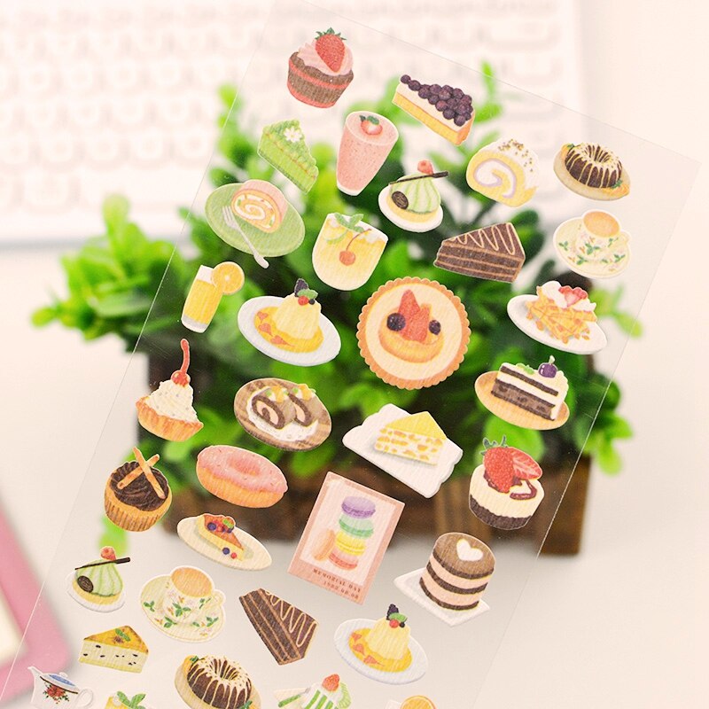 Cute Aesthetic Food Stickers Cake Bread Scrapbooking Journal Sticker Diary DIY Decoration Stationery Hobby Craft Supplies