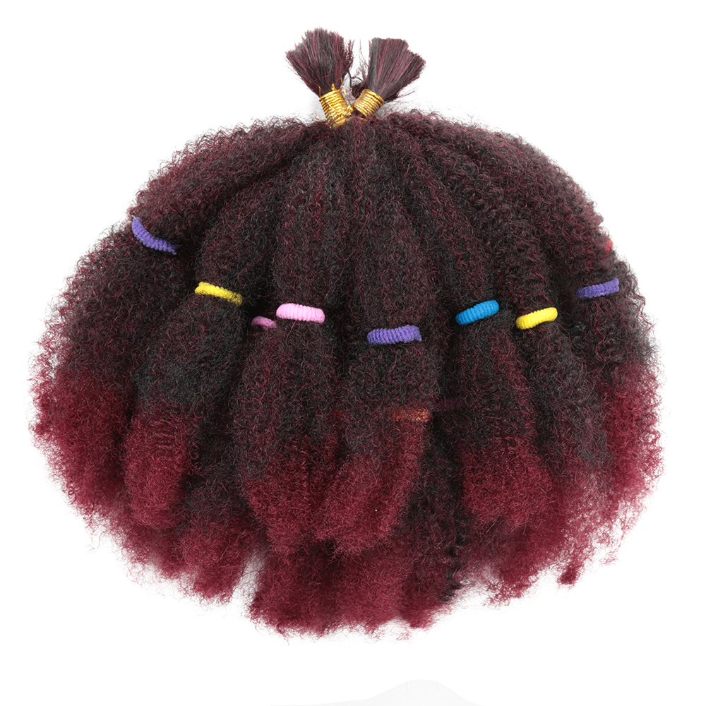 Pelo Afro rizado de 12 pulgadas, pelo sintético preestirado Afro rizado, pelo trenzado Afro, trenzas de ganchillo: T1B / color vino