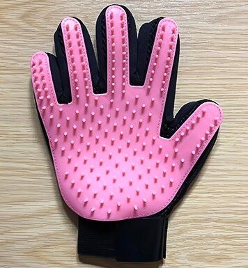 5 farben Handschuh Für Katzen Hunde Pflege Kämme Pet Haar Entferner Haarbürste Für Kleine Medium Große Tiere Liefert Pet Accessoies: Left Hand / Rosa