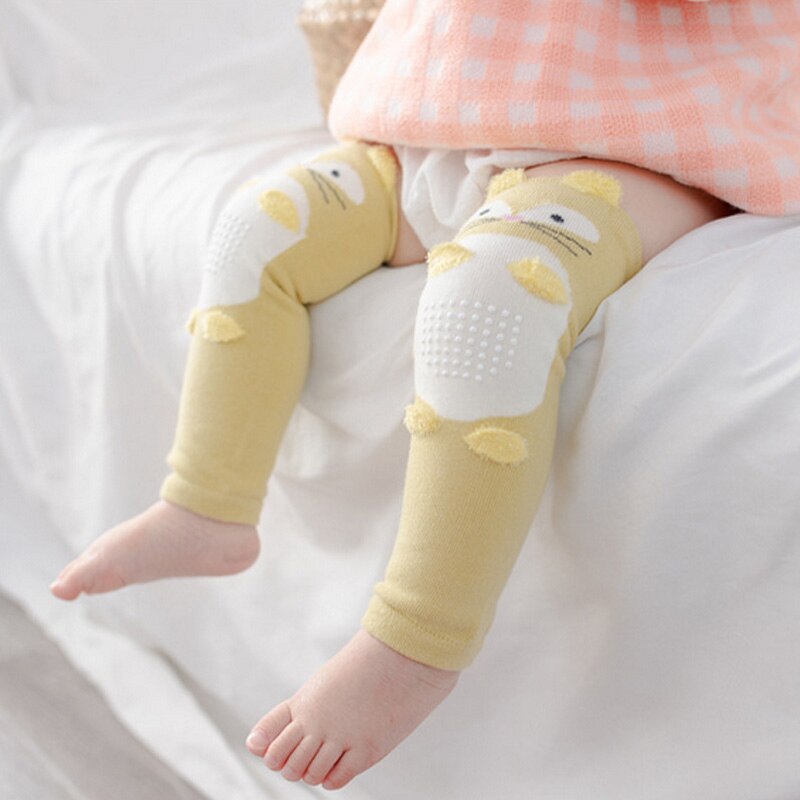 Joelheiras de raposa com desenhos, meias de joelho fofas para meninos e meninas engatinhando, outono e inverno, antiderrapantes e protetor de segurança para crianças