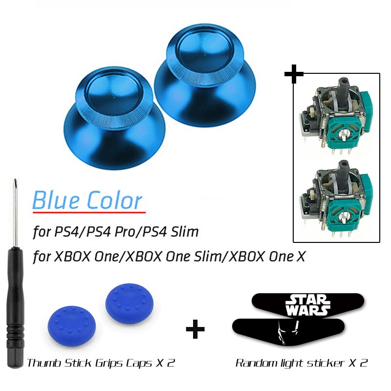 DATA FROG Metal Thumb Sticks Joystick Grip Button For Sony PS4 Controller Analog Stick Cap For Xbox One /PS4 Slim/Pro Gamepad: blue 02