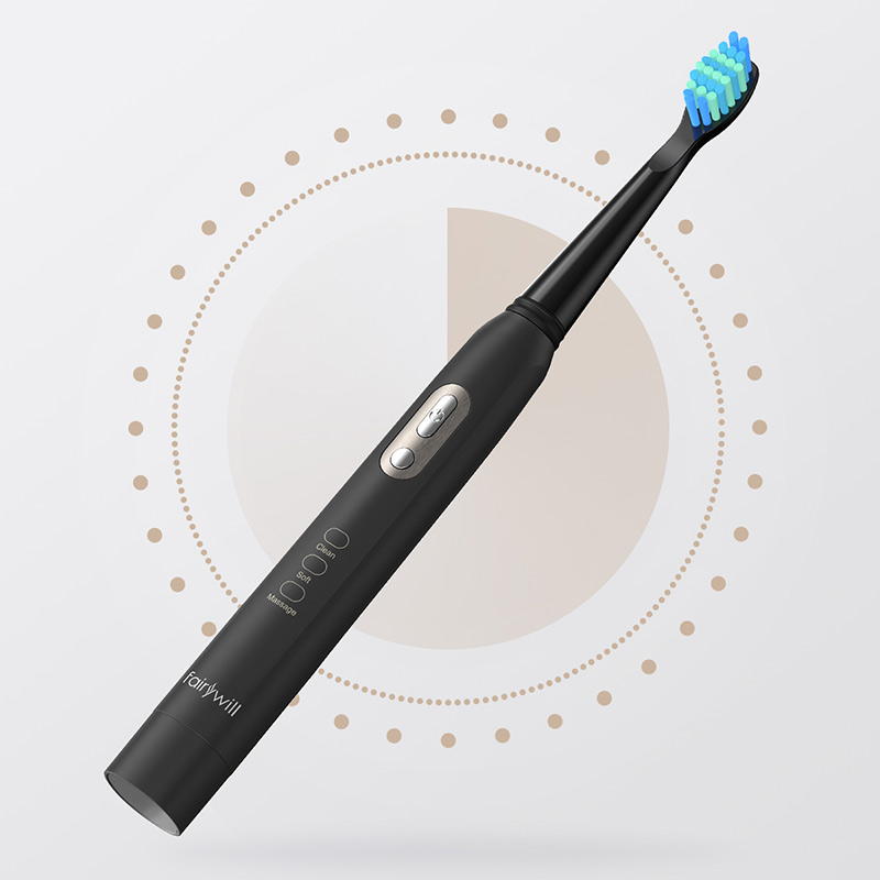 Fairywill-cepillo de dientes eléctrico sónico para adultos, cepillo de dientes blanqueador con temporizador inteligente, resistente al agua IPX7, 2 cabezales reemplazables, batería AAA