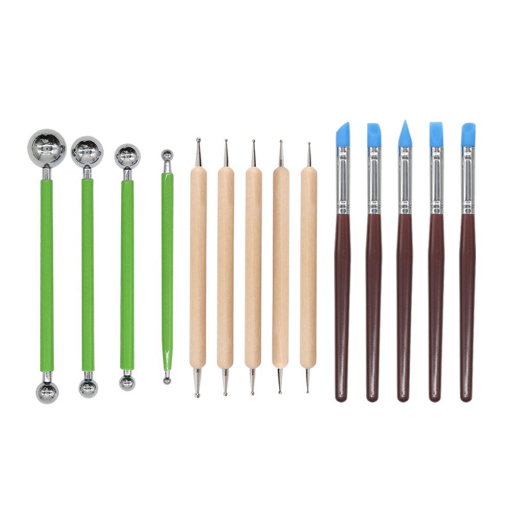 14pcs Ball Stylus Dotting Tools Set for Embossing Pattern Clay Pottery Ceramics Flower Carving Sculpting Modeling SGA998