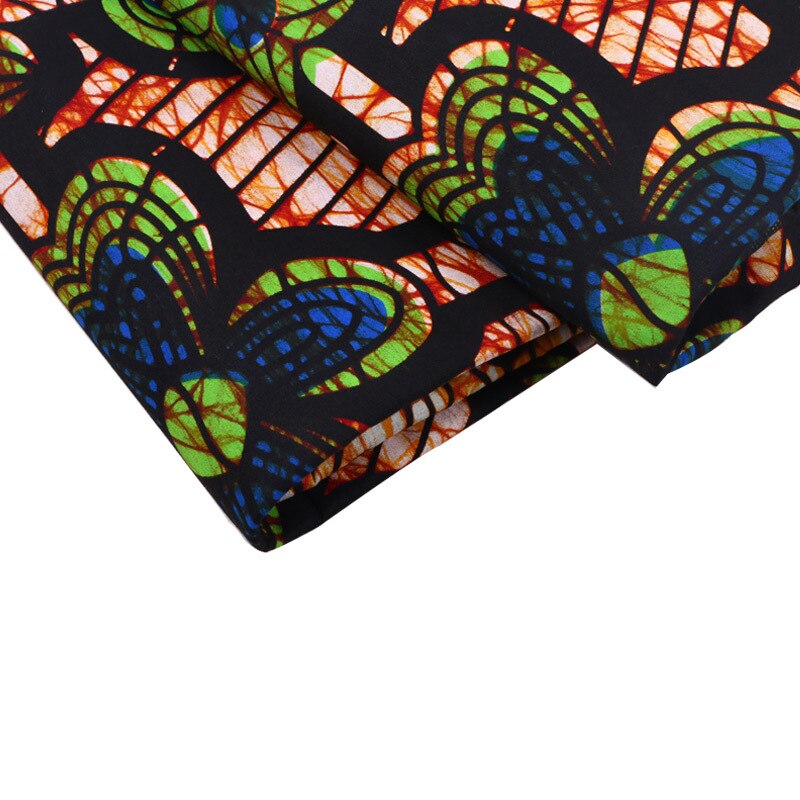 African Ankara Guaranteed Veritable Real Pagne Wax Green &amp; Blue Pattern Print Wax Fabric For Dresses