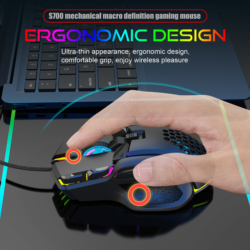 Neue USB Gaming Maus Computer Maus RGB Hintergrundbeleuchtung Mause Gamer 10 Tasten Programmierung 7200 dpi Ergonomische Gaming Maus Für computer