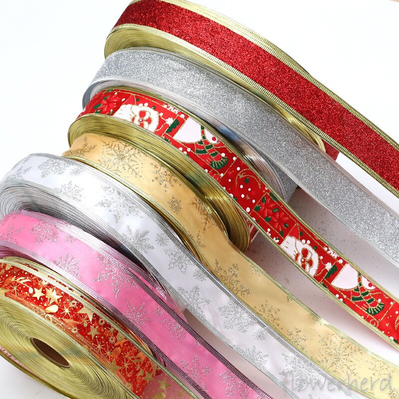 Christmas Wrapping Ribbon Handmade DIY Supplies Material Grosgrain Cake Decors Ribbon Bow Baking Decorative Festival Box