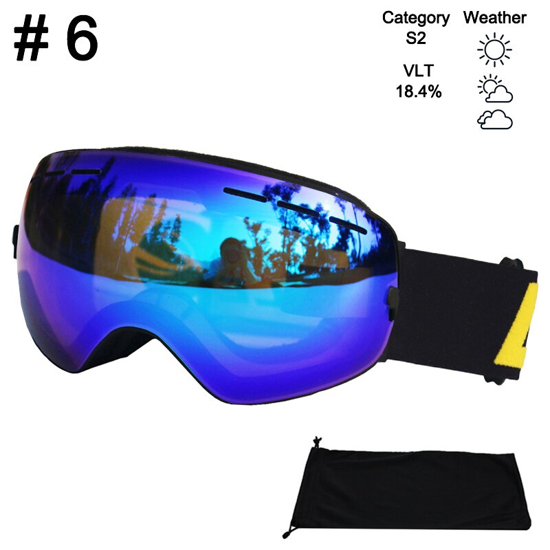 Locle sfæriske skibriller antidugg doble lag  uv400 store skimaske snowboardbriller skibriller briller: Farge 6 glass