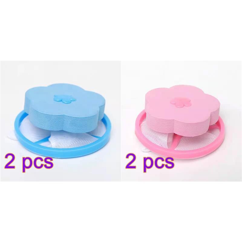1/4 Pcs Floating Washing Ball Laundry Balls Laundry Washing Net Bag Debris Filter Pink Blue Washing Machine Cleaning Hair Filter: AB-4PCS