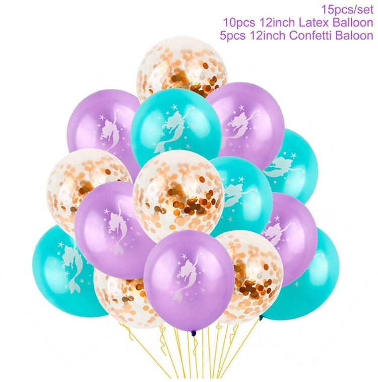 Huiran Mermaid Balloon Happy Birthday Ballon Little Mermaid Birthday Party Decor Kids Balloons Foil Baloon Giant Balony Balon: 4