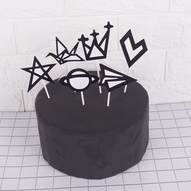 Cakelove 1 set astronaut Spacecraft Rocket Universe Cake Topper with Toothpick for Birthday Party Decoration Dessert: style  5