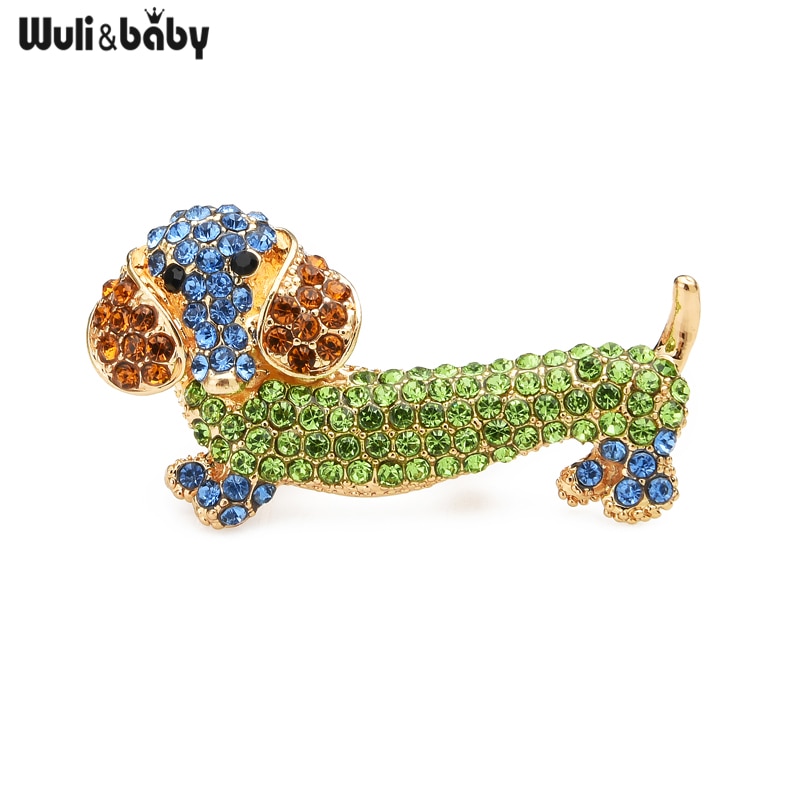 Wuli & bebê espumante strass cão broches para mulher 2-color animais de estimação festa de animais de estimação broche casual presentes