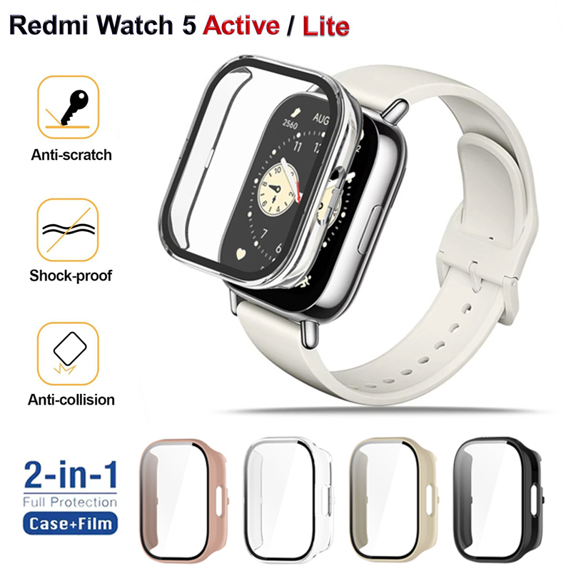 Gehard glas + pc-hoes voor Xiaomi Redmi Watch 5 Actieve / Lite Cover Zachte TPU-schermbeschermer Horlogekasten voor Redmi Watch 5 Lite