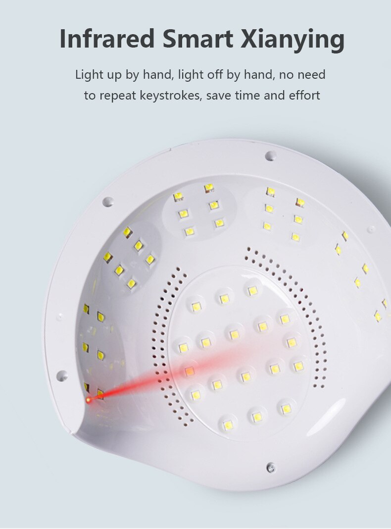 Led neglelampe til manicure 96w negletørrer maskine uv lampe til hærdning af uv gel neglelak med bevægelsesfølende lcd display