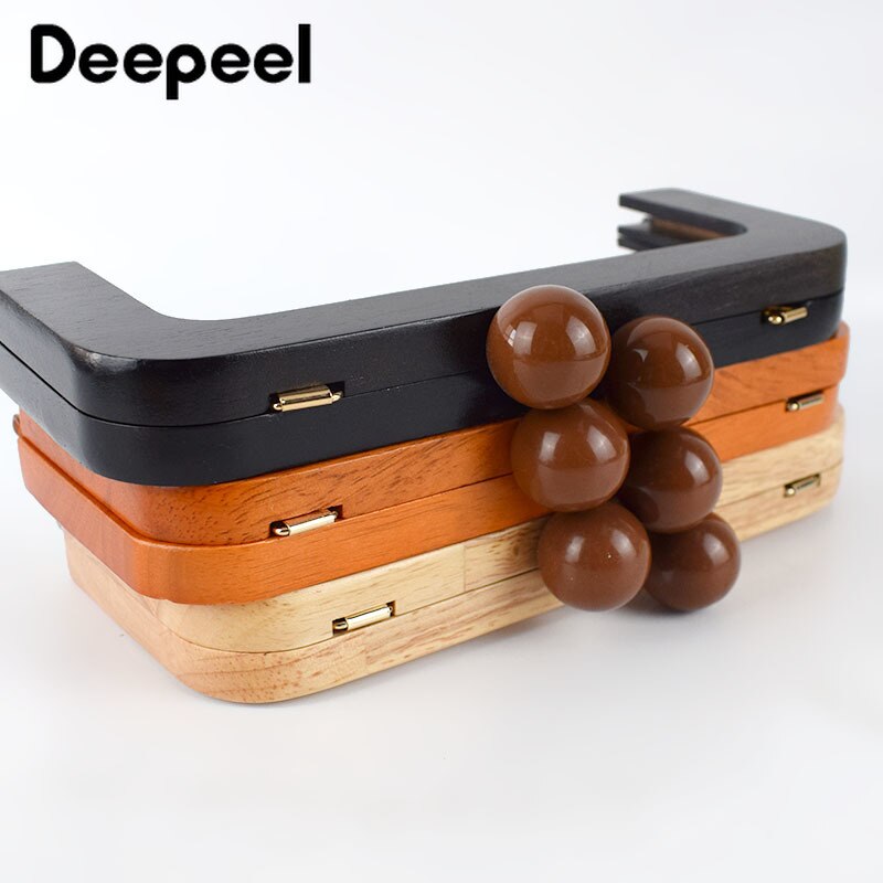 Deepeel-marco de madera con asa para bolso, cierre de cierre con cierre de beso, hebillas de bloqueo, accesorios DIY para bolsos, 20x8cm, 1 ud.