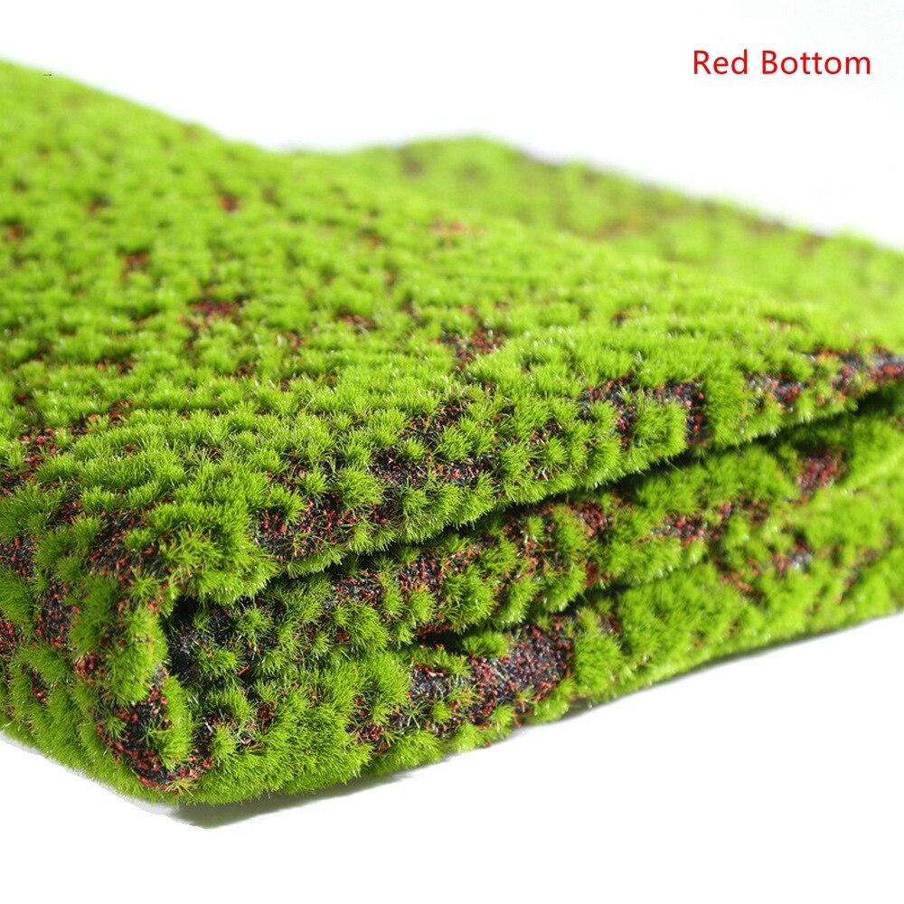 Kunstig græsmosmåtte simulation plante baggrund indendørs væg bryophyte green: Rød bund