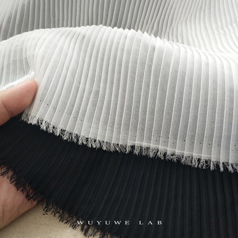 0,5 metros negro blanco Chiffon plisado órgano doble encaje cosido a mano de tejidos DIY vestido, falda, tela Material accesorios 150CM