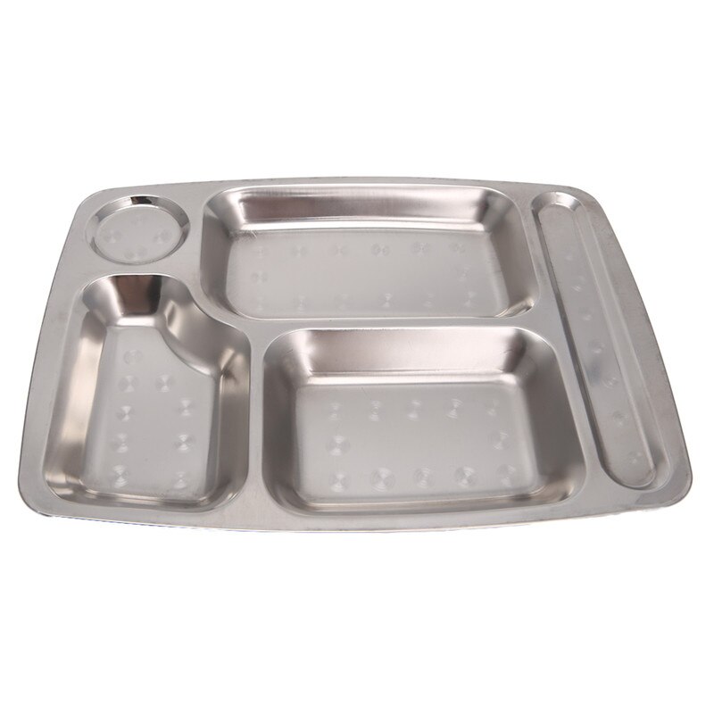 Stainless Steel Divided Dinner Tray Lunch Container Food Plate 4/5/6 Section U90A: type 2