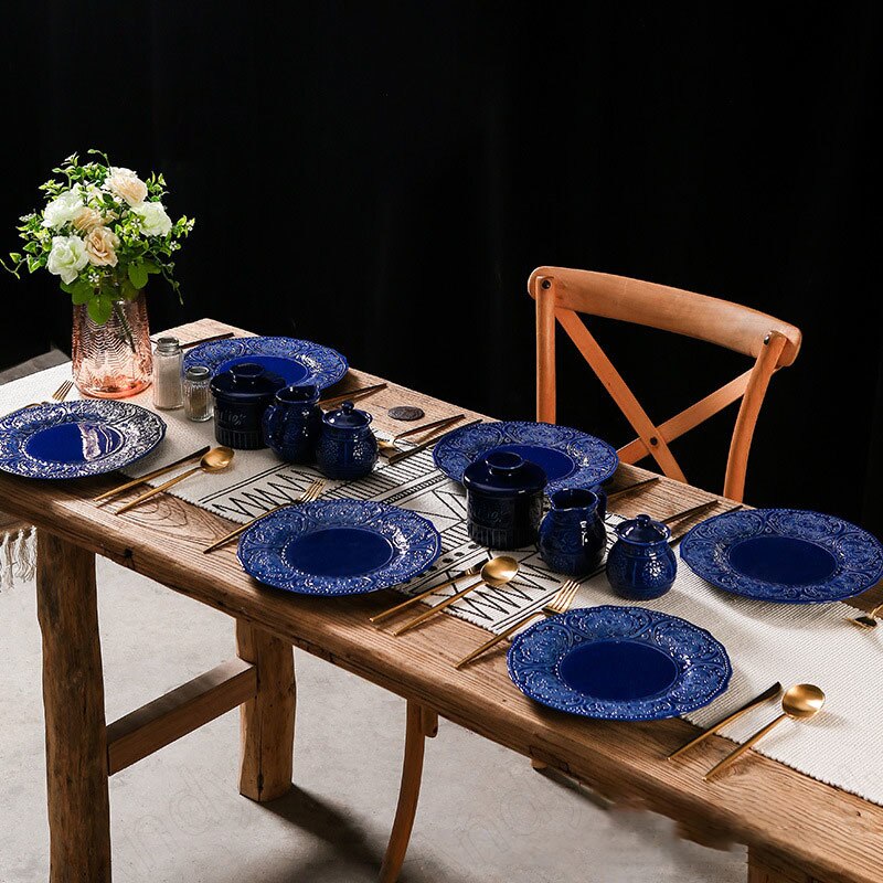 Assiettes en céramique style Baroque, vaisselle de cuisine en Relief français, vaisselle de bureau rétro