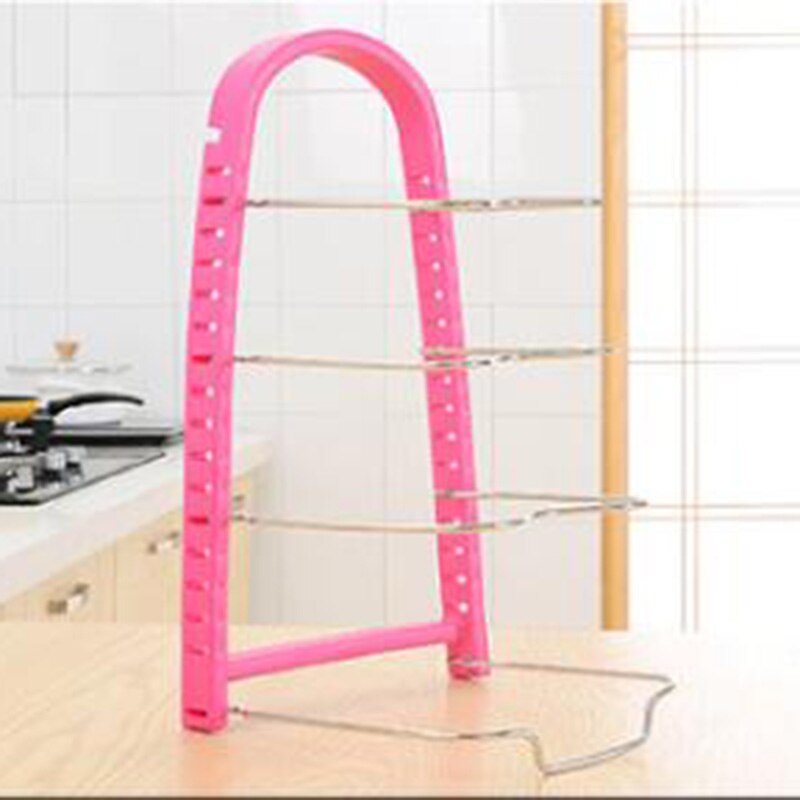 multifunctionele Multilayer Pot Pan Cover Standhouder Verstelbare Rack Planken Keuken Opslag Tool23: Roze