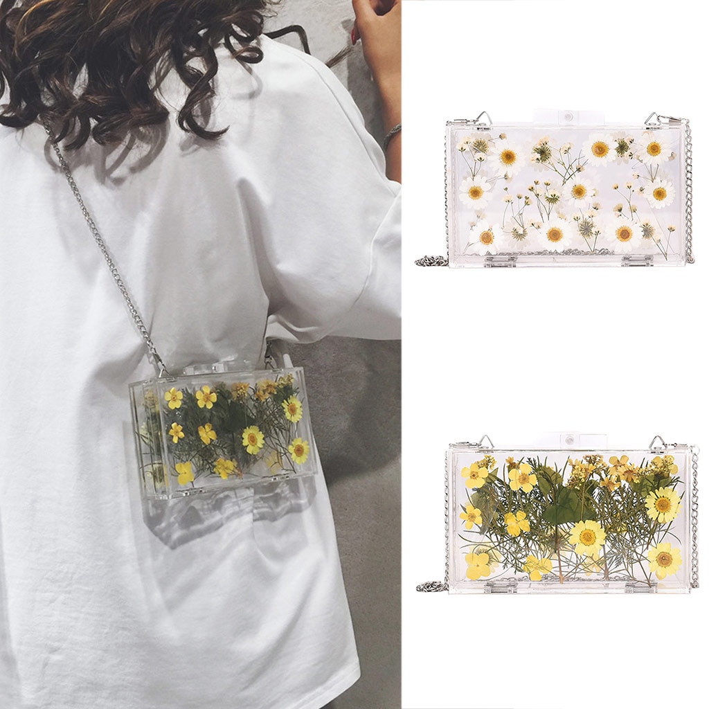 Women's Bag Bag Flower Transparent Small Square Bag Case Shoulder Messenger Bag For Women Koerierstas