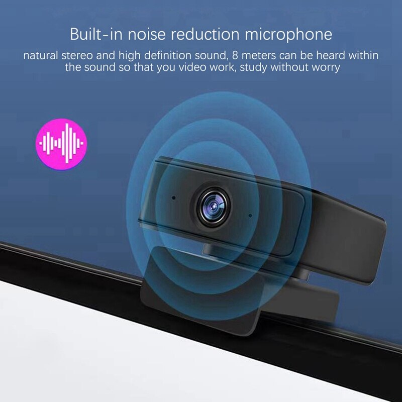 Webcam 360° Face Follower Motion Tracking 1080P HD USB Webcam Built-in Microphone for Mobile Phone Tablet PC
