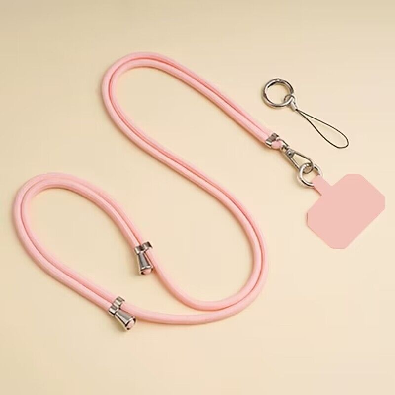 Universele crossbody telefoonkoord met clip, verstelbare lange nekband, anti-verlies hangkoord voor mobiele telefoon, reizen, werk, dagelijks gebruik: Roos rood