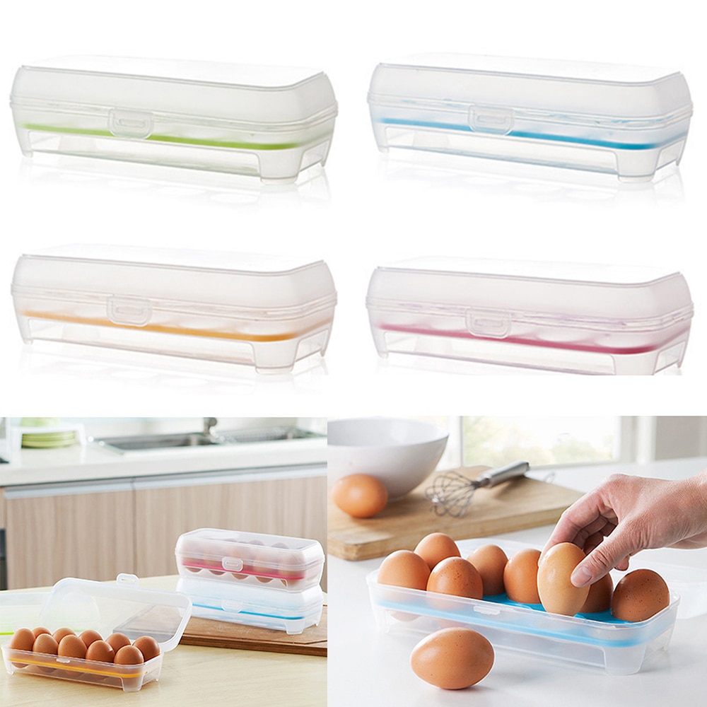 Kitchen Egg Storage Organizer Box 10 Grid Egg Box Food Container Organizer Boxes for Storage One Layer Egg Crisper