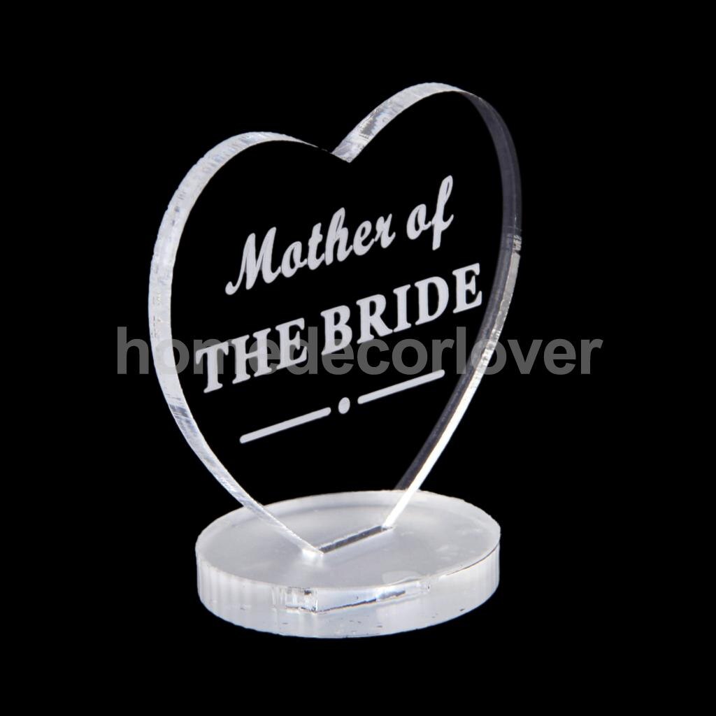 Wedding Table Decorations - Acrylic Heart Name Plaques Mother of the Bride