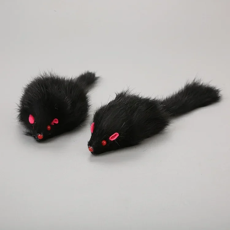 Fausse souris à longue queue en fourrure de lapin pour chat, jouet à mâcher en peluche, fournitures pour animaux de compagnie, 1 pièce: green