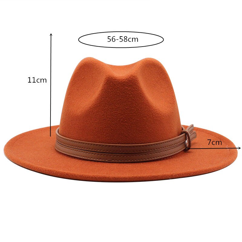Chapeau fedora d'hiver en laine pour femme, casquette en feutre à large bord, chapeau trilby pour homme, panama, fête formelle, haut-de-forme, 19 couleurs