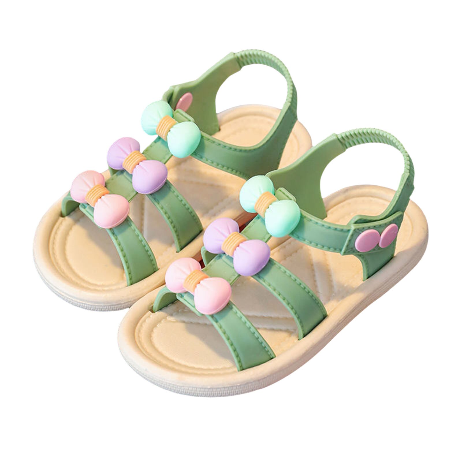 Sandales d'été antidérapantes pour bébés filles, chaussures plates à nœud papillon, couleur bonbon, pour premiers pas des tout-petits: C / 15.5CM