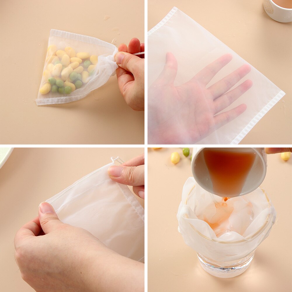 160/200 Food Special Coffee Filter Cheese Cloth Nylon Cooking Strainers Mesh Reusable Fine Mesh Wine Strainer Nut Milk Bag