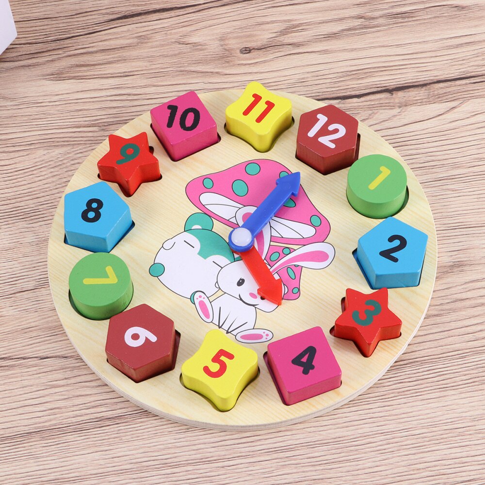 1 Pc Sortierung Uhr Montage Bunte Kaninchen aufbringen Holz Zeit Lernen Uhren Pädagogisches Spielzeug Nummer Blöcke für Jungen Mädchen