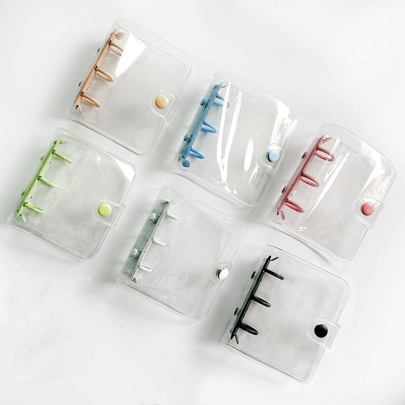 Mini PVC 3 Löcher verlieren Blatt Bindemittel Hinweis Abdeckung PortableTransparent Notizbuch Abdeckung Schreibwaren