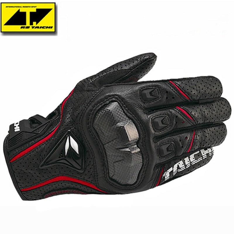 TAICHI RST390 Motorrad Vollleder Kohlefaser Handschuhe Offroad Motorrad Rennen atmungsaktive perforierte Schutzhandschuhe