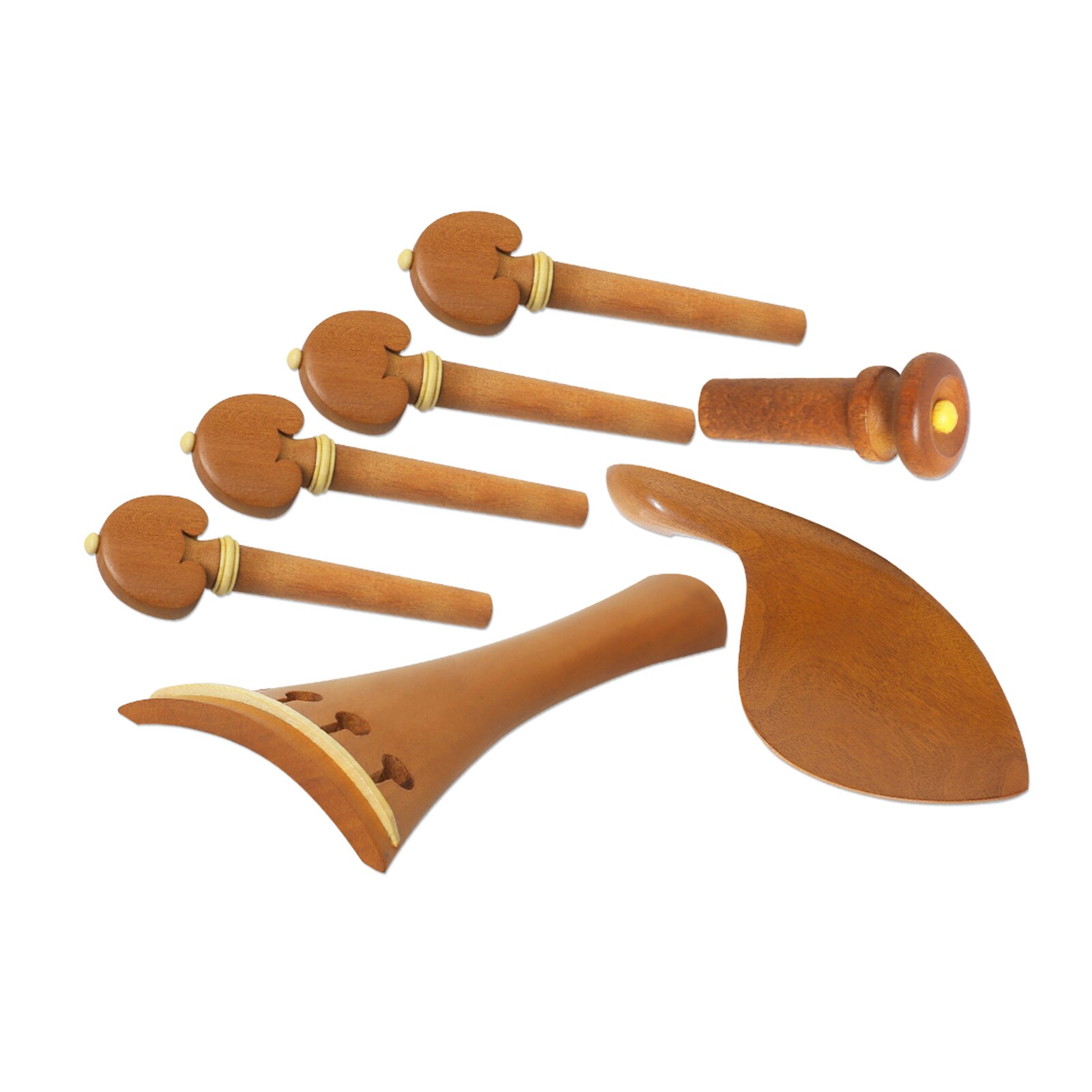 Muslady 4/4 Violin Accessory Parts Set Jujube Wood with Tailpiece Chin Rest End Pin Tuning Pegs