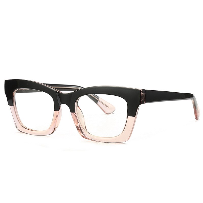 49524 TR90 Anti Blue Glasses Frames Cat Eye Retro Men Women Optical Computer Glasses: C5Black-Pink