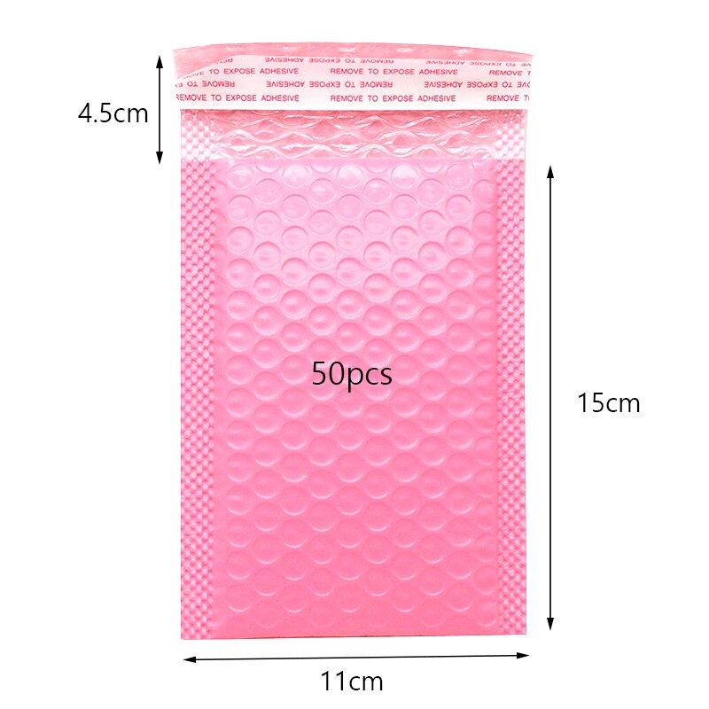 50pcs Express Packing Bag Bubble Envelope Pink Mail Envelope Lined Polymail Bag Self-sealing Book and Magazine Packing Bag: 11x15cm