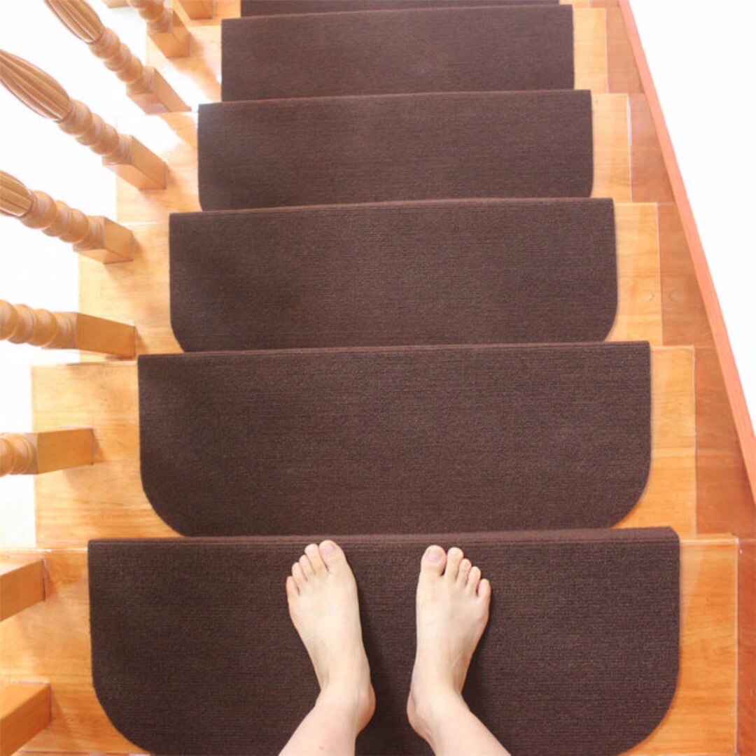 Antislip Lijm Tapijt Traptreden Matten Trap Stap Tapijt Trap Bescherming Cover Home Decor Accessoire: Brown / 4pcs