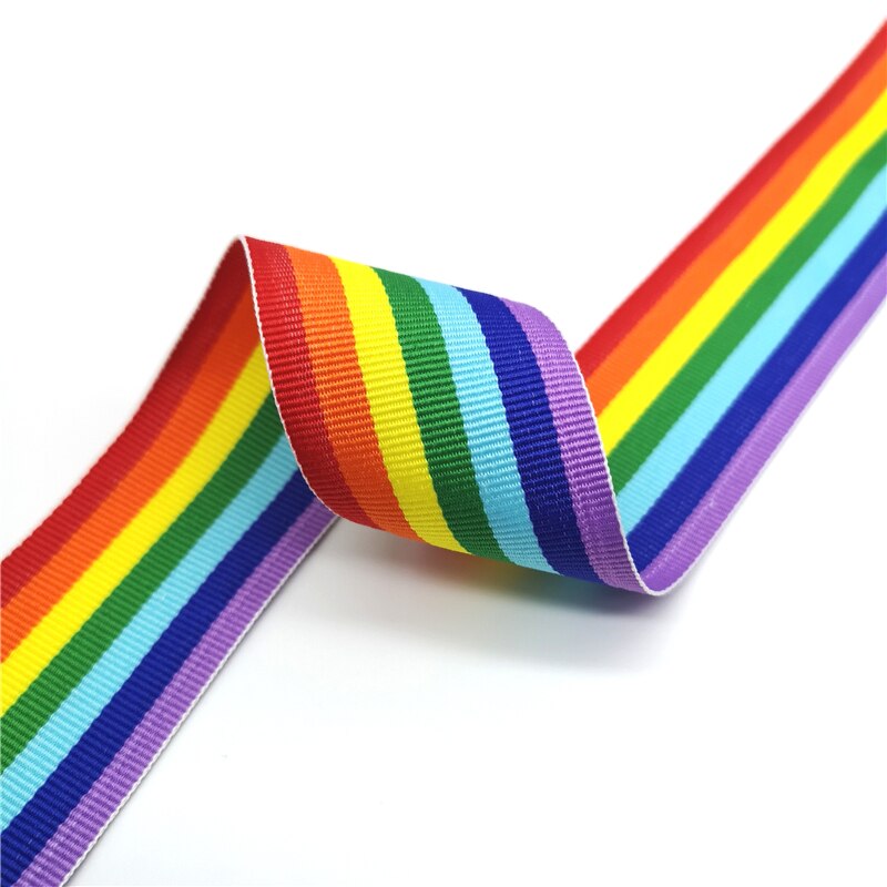 Zerzeemooy 10 Mm 100y/Veel Dubbele Gezicht Mooie Grosgrain Regenboog Streep Decoratieve Lint Tape Voor Festival Verjaardag 1" 5/8 "25 Mm