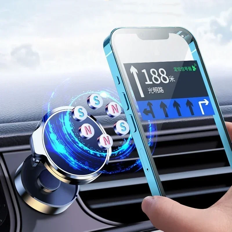 2025 Magnetische mobiele telefoonstandaardhouder Opvouwbare autotelefoonhouder 720 ° Rotatie ronde beugel iPhone-accessoires Android