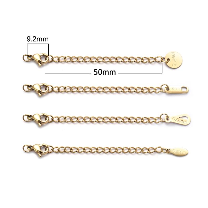 5/10/100pcs/Lot Stainless Steel Extended Extension Tail Chain Lobster Clasps Connector For Bracelet Necklace Jewelry Making