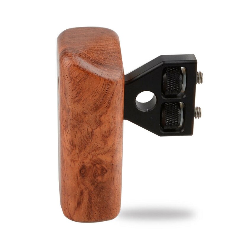 DSLR Camera Left Wooden Handle Grip Mount Support for DV Video Cage Rig Spacing 18mm