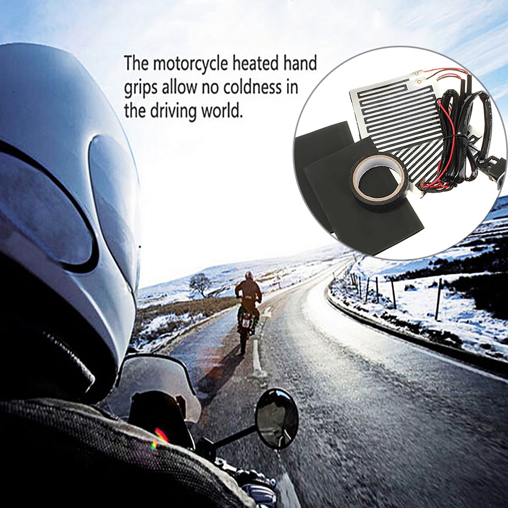 12V Motorcycle Electric Heating Handle Kit Heated Grip Pads Energy-Saving Heat Resistant Tape Heat Covers Handlebar Pad