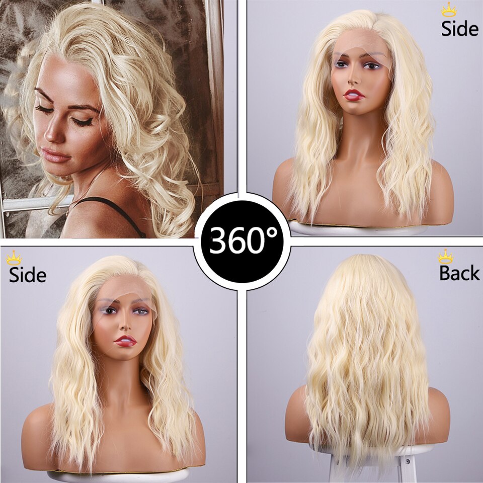 KookaStyle Synthetic White Lace Front Wigs for Women Short Bob Shoulder Length Natural Dream Curl Wigs French Pixie Hand Made: LS161-613