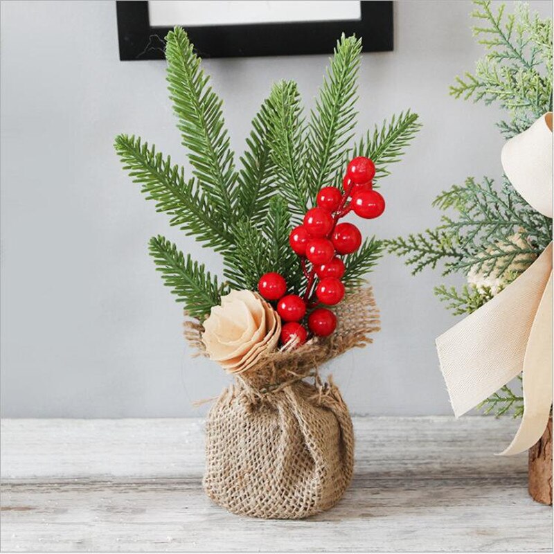 1 unidad, Mini Escritorio, pino Artificial de Navidad, árbol con hojas, decoración para el hogar, ornamento de plantas en macetas: Style 3
